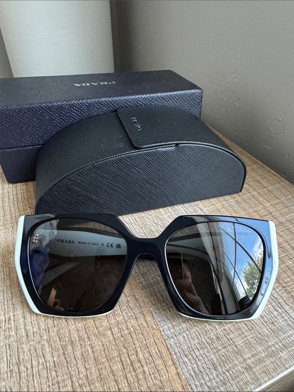 Prada Black and White Oversized Women's Sunglasses